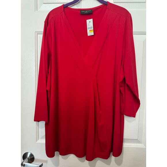 Lane Bryant Vibrant Red V-Neck Tunic Top – Size 22/24 - Picture 1 of 6